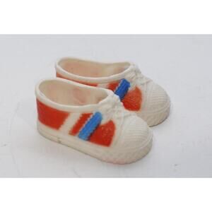 M & S Shillman Doll Shoes, White-Orange-Blue, Sneakers, Plastic, Replacement 218